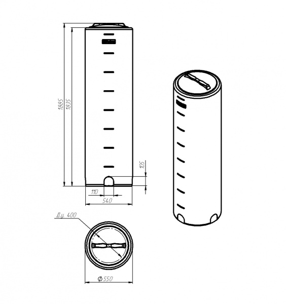 Емкость VD 400л белая (550х1885х550)